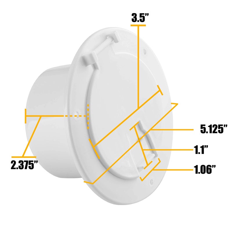 Halotronics RV 5-inch Round Electric Cable Hatch for 30 and 50 Amp Cords (White) - Image 2